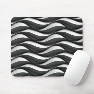 3 Dimensional Wavy Black and White Pattern Mouse Mat