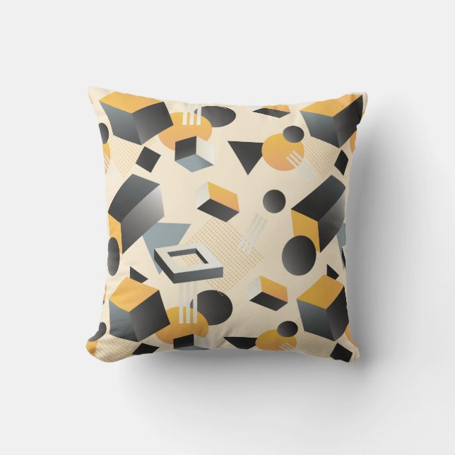3-Dimential Shapes, Boxes, Cubes, & Triangles Cushion (Front)