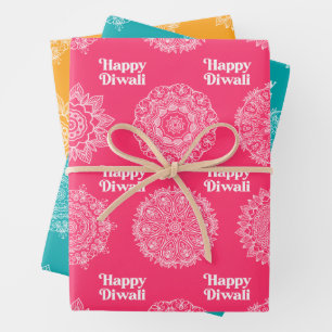 3 Diwali Rangoli Designs Wrapping Paper Sheets