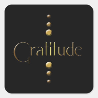 3 Dot Gold Block Gratitude & Black Background Square Sticker