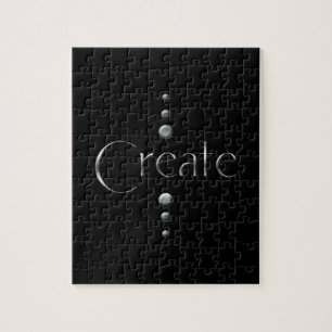 3 Dot Silver Block Create & Black Background Jigsaw Puzzle