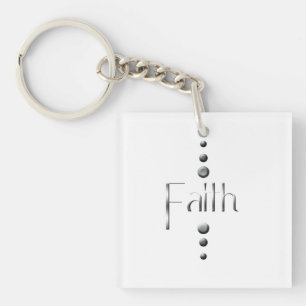 3 Dot Silver Block Faith Key Ring