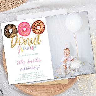 3 Doughnut Birthday Invitations with photo