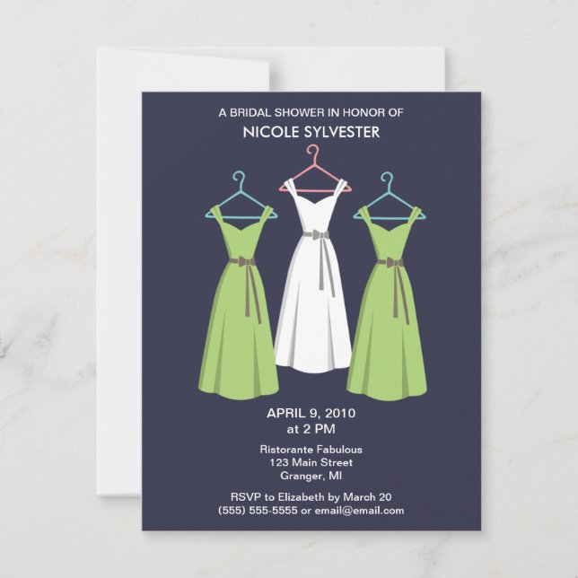 3 Dresses Bridal Shower Invitations - Navy (Front)