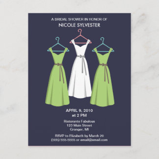 3 Dresses Bridal Shower Invitations - Navy