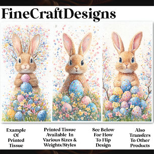 3 Easter Bunny Rabbits, Group 4 CC4 Decoupage Tissue Paper