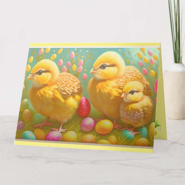 3 Easter Chicken And Eggs Collection Card (Front)