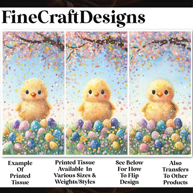 3 Easter Chicks & Eggs, Group 5 CC5 Decoupage Tissue Paper (Creator Uploaded)