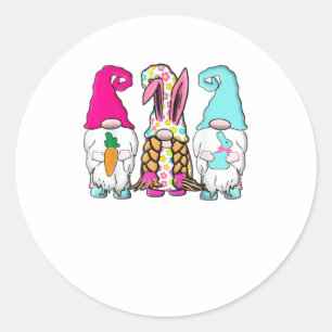 3 Easter Gnomes Pastel Spring Bunny Ears Rabbit Lo Classic Round Sticker