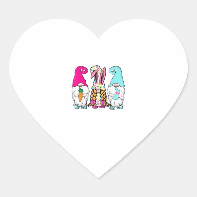 3 Easter Gnomes Pastel Spring Bunny Ears Rabbit Lo Heart Sticker (Front)