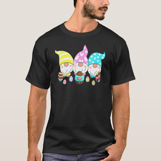 3 Easter Gnomes Pastel Spring Egg Hunt Hunting Can T-Shirt (Front)
