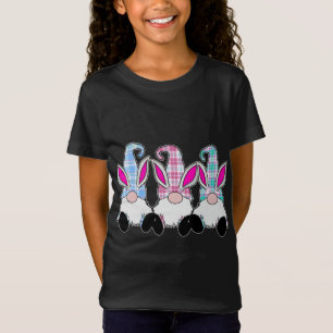 3 Easter Gnomes Pastel Spring Gingham Plaid Bunny T-Shirt