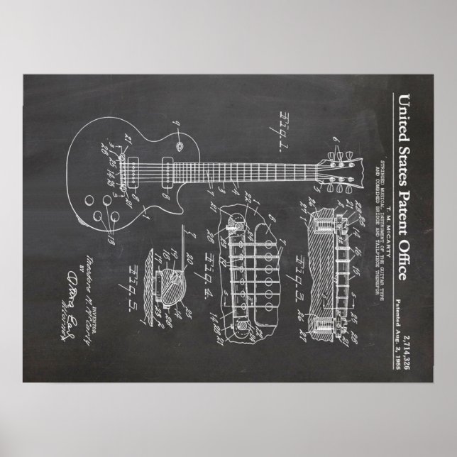 3 Electric Guitar Patent - Funny Music Lover Gift Poster (Front)