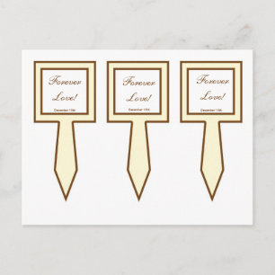 3 Elegant Ivory/Brown Wedding Cup Cake Picks Postcard