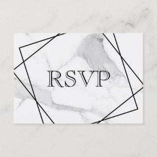 3 Entree Choices Marble Geometric Wedding Response Invitation