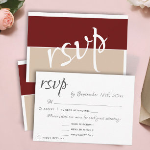 3 Entree Menu Choices Elegant RSVP Wedding Reply