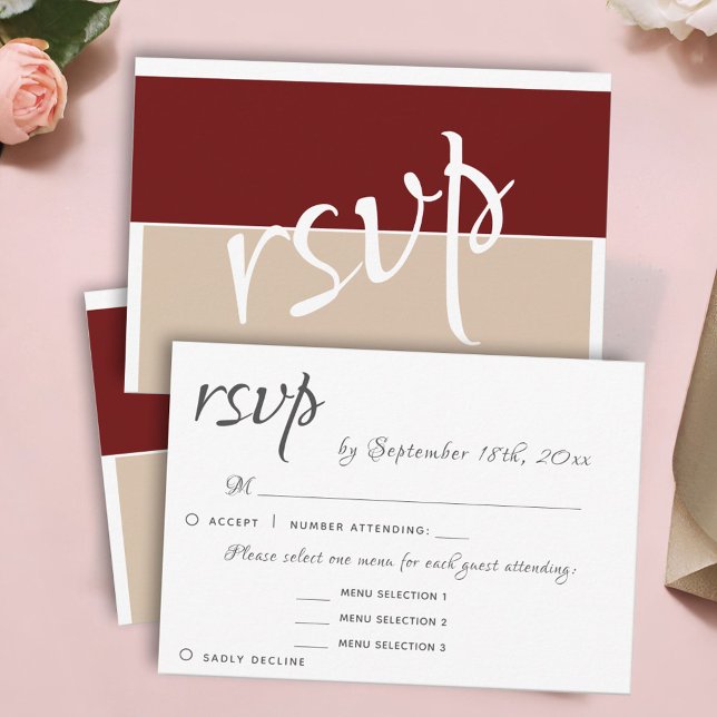 3 Entree Menu Choices Elegant RSVP Wedding Reply (Creator Uploaded)