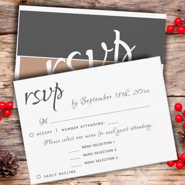 3 Entree Menu Choices Elegant RSVP Wedding Reply (Creator Uploaded)