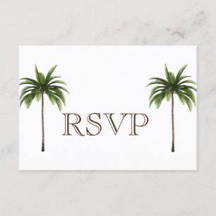 3 Entree Tropical Palm Tree Menu RSVP Wedding Card