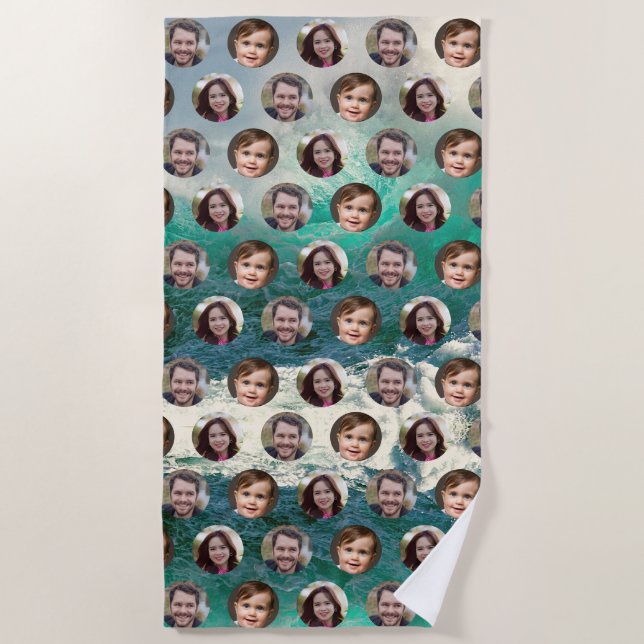 3 Family Members Photo Collage Beach Towel (Front)