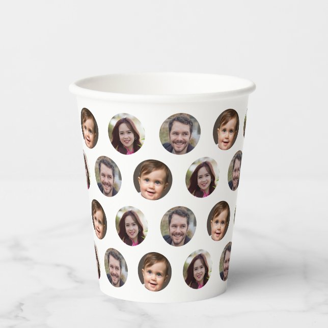 3 Family Members Photo Collage Paper Cups (Front)