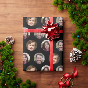 3 Family Members Photo Collage Wrapping Paper