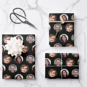 3 Family Members Photo Collage Wrapping Paper Sheet