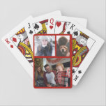 3 Family Photos For Christmas Playing Cards<br><div class="desc">Create a wonderful Christmas season gift with 3 of your favourite family/ holiday photos. Placed as a photo Collage. Cardinal Christmas red framework.</div>