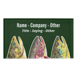 3 Fat Trout Fly Fishing Fisherman's Name Tag