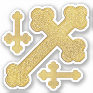 3 Faux Metallic Gold Budded Crosses - Contour
