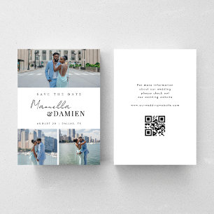 3 Favourite Photos Modern Script QR Code Wedding Save The Date