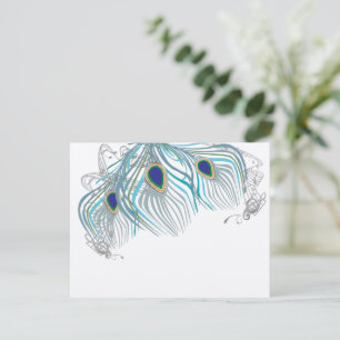 3 Feathers Peacock Birds Wedding Response Card