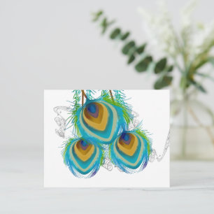 3 Feathers Peacock Birds Wedding Response Card