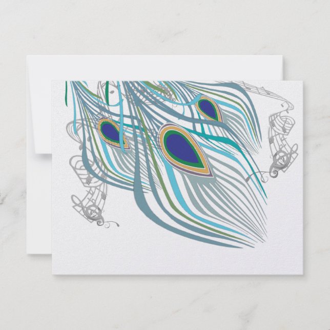 3 Feathers Peacock Birds Wedding Response Card (Front)