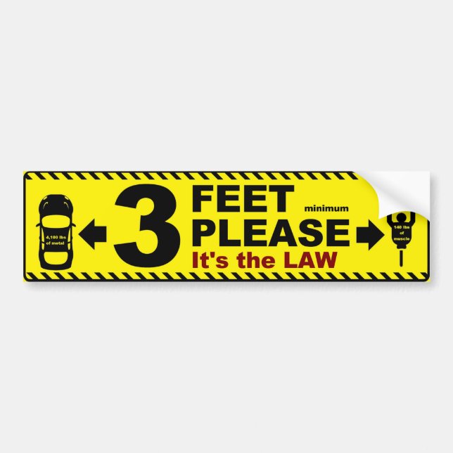 3 feet please bicycle passing safety bumper sticke bumper sticker (Front)