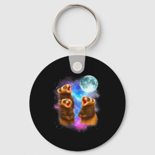 3 Ferret Moon Howling Ferrets Funny For Men, Women Key Ring