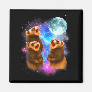 3 Ferret Moon Howling Ferrets Funny For Men, Women Magnet