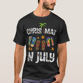 3 Flip Flops Christmas In July Summer Xmas Beach W T-Shirt