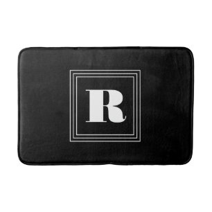 3 Frame Monogram   Black & White Bath Mat