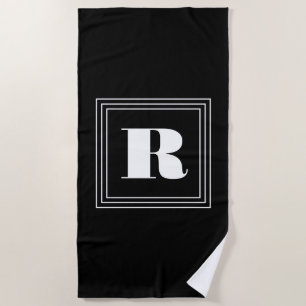 3 Frame Monogram Black & White Beach Towel