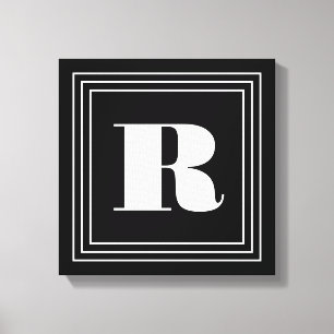 3 Frame Monogram   Black & White Canvas Print