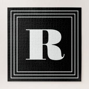 3 Frame Monogram   Black & White Jigsaw Puzzle