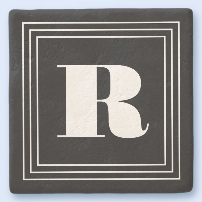 3 Frame Monogram | Black & White Stone Coaster (Creator Uploaded)