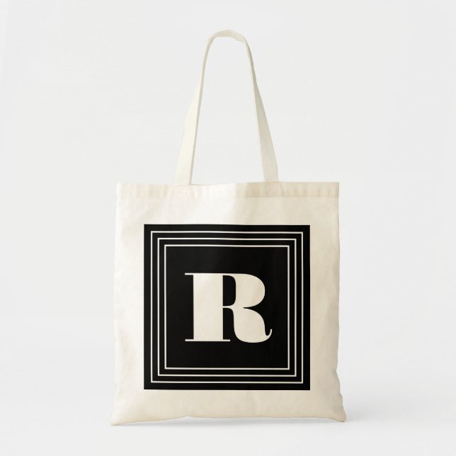3 Frame Monogram | Black & White Tote Bag (Front)