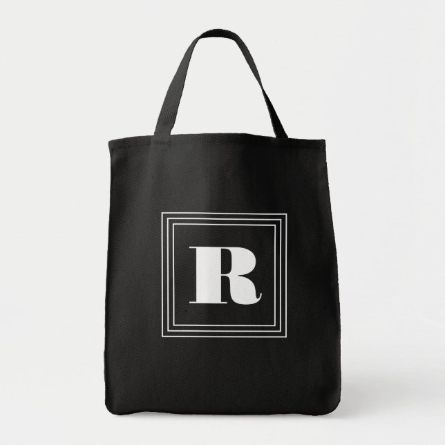 3 Frame Monogram | Black & White Tote Bag (Front)