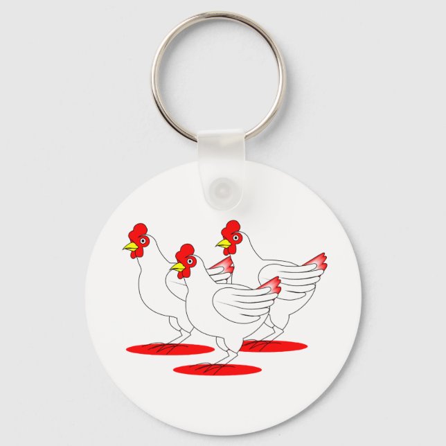 3 French Hens Key Ring (Front)