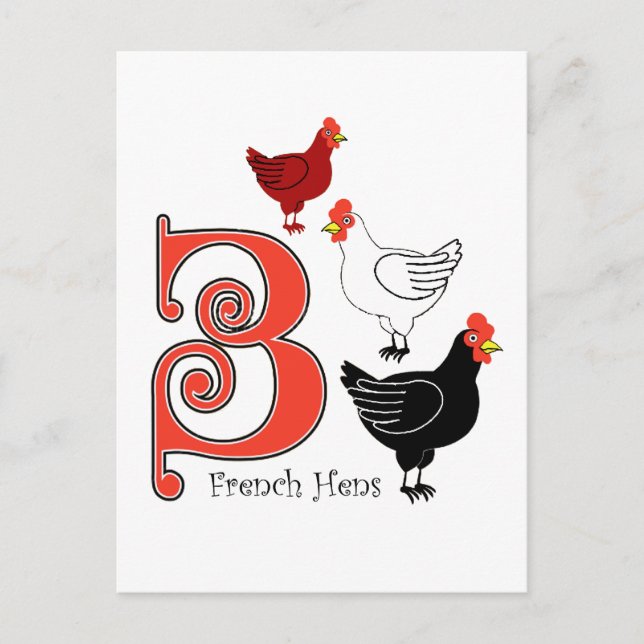 3 French Hens Postcard (Front)