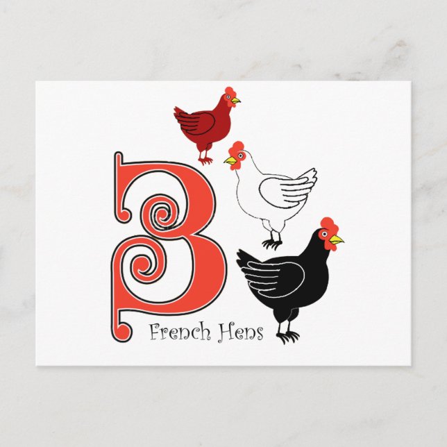 3 French Hens Postcard (Front)