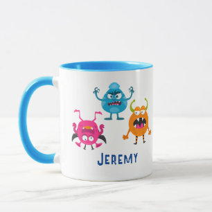 3 Funny Cartoon Monsters, Child's Name Mug
