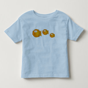 3 Funny Cartoon Puffer Fish Family Swimming Toddler T-Shirt